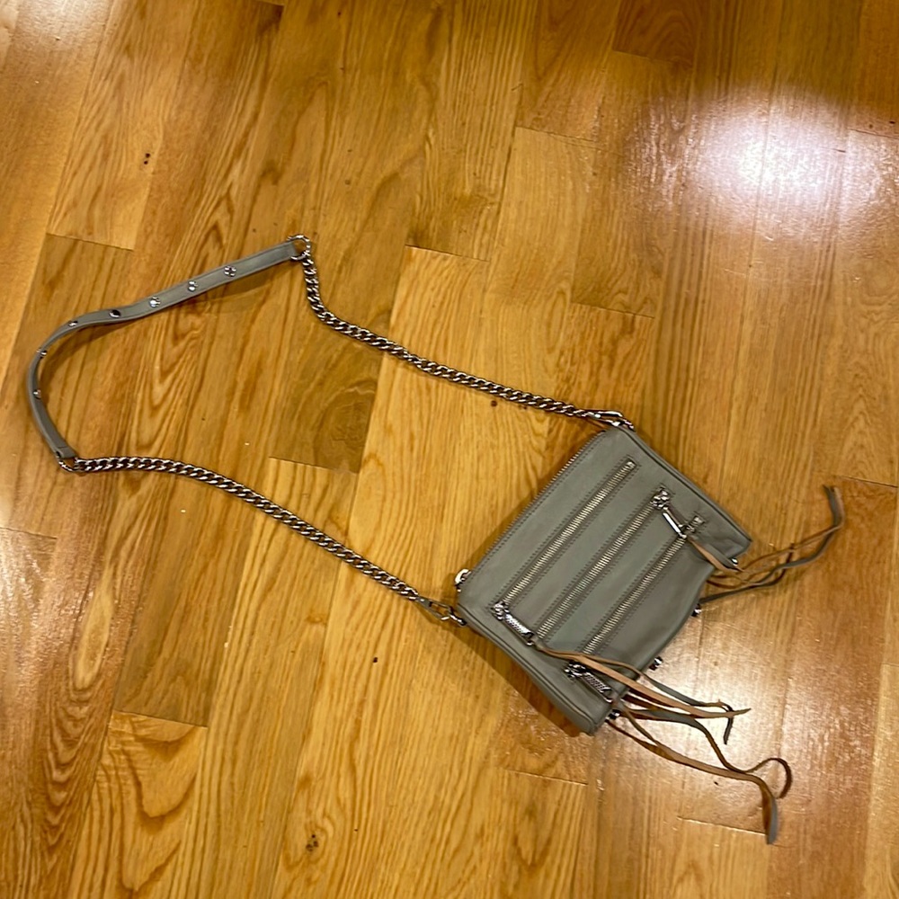 Rebecca Minkoff mini Mac crossbody bag in gray with dust bag and extra tassels